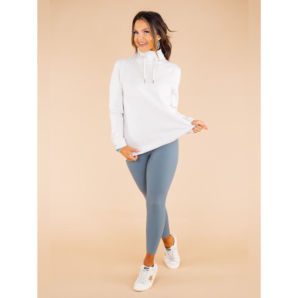 Spanx AirEssentials 'Got-Ya-Covered' Pullover White Cloud /Light Gray Sz M